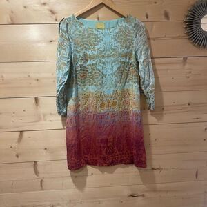Anthropologie Maeve Cleome Ombre Silk Shift Dress Sz XSP
